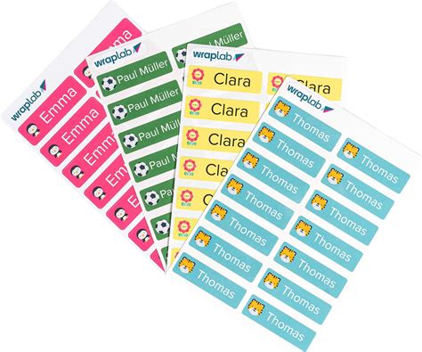 Collection d'étiquettes prénom colorées et personnalisées