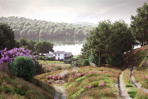 Exemple de scène de forêt générée avec le plugin Forest Pack de 3ds Max