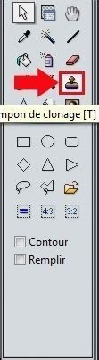 Gros plan sur l'icône de l'outil de clonage dans PhotoFiltre