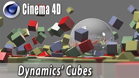 Vue de la scène Cinema 4D avec les cubes en simulation de dynamique