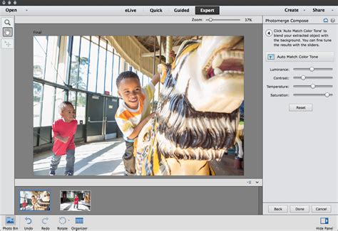Exemple d'utilisation de l'outil Photomerge Compose