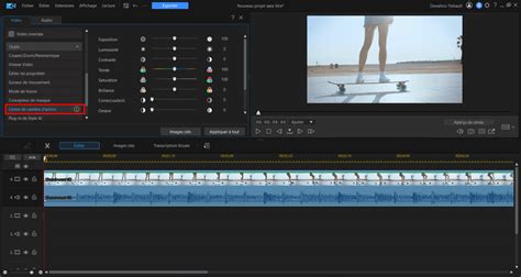 Exemple d'application d'effet de ralenti sur un clip vidéo dans PowerDirector