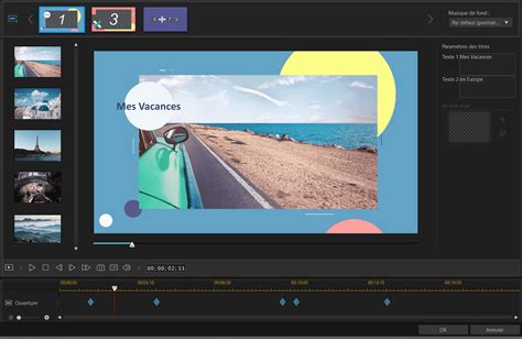 Fenêtre de personnalisation d'un effet dans PowerDirector avec des curseurs et des images clés