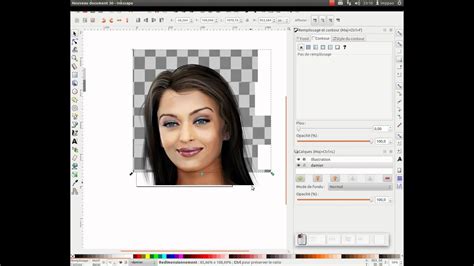 Capture d'écran montrant le damier de transparence derrière un objet détouré