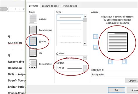 Exemple de la boîte de dialogue 