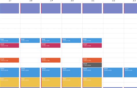 Exemple de planning de travail personnalisé créé avec Canva