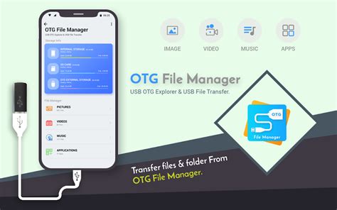 Capture d'écran d'une application de gestion de fichiers OTG montrant des dossiers sur une clé USB