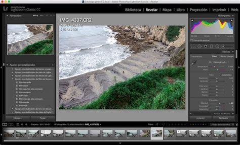 Interface de Lightroom Classic avec une image en cours d'édition