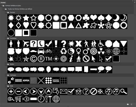 Interface de sélection des formes de brosse dans Photoshop