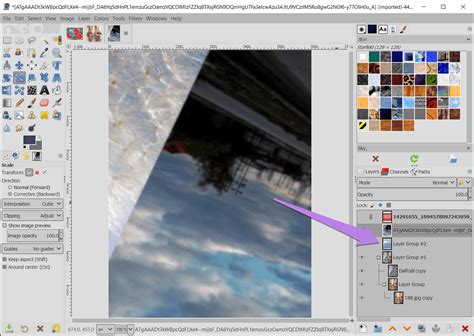 Panneau des calques dans GIMP, montrant l'organisation des différentes couches d'une image