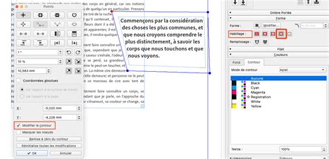 Exemple d'habillage de texte autour d'une forme complexe dans InDesign.