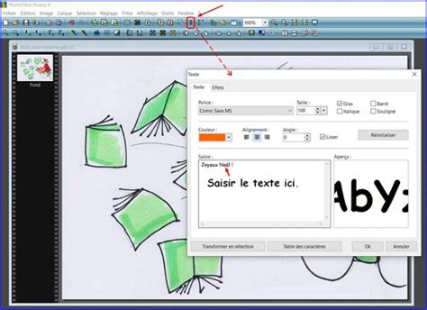 Fenêtre d'ajout de texte dans PhotoFiltre