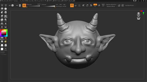 Interface utilisateur de ZBrush Core Mini avec les curseurs de Taille du Dessin et d'Intensité Z mis en évidence