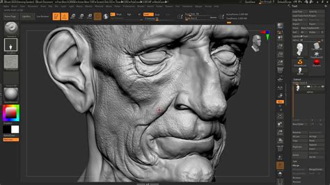 Schéma représentant l'interface utilisateur de ZBrush avec des éléments clés mis en évidence