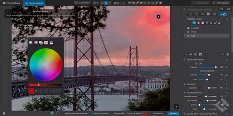 Interface de DxO PhotoLab avec ses différentes sections de retouche