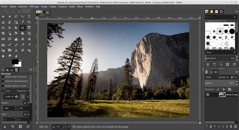 Interface de GIMP avec la boîte à outils visible