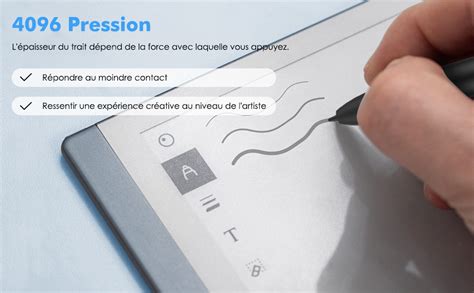 Illustration de la sensibilité à la pression d'un stylet Wacom sur une tablette