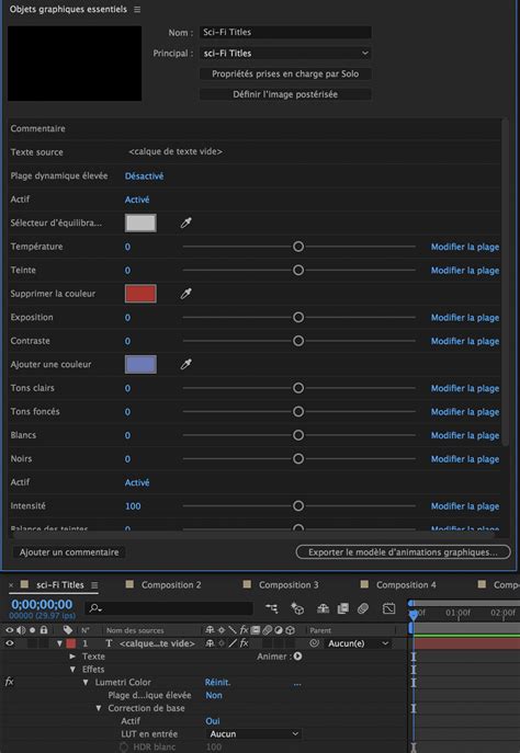 Panneau Graphiques Essentiels avec l'option 