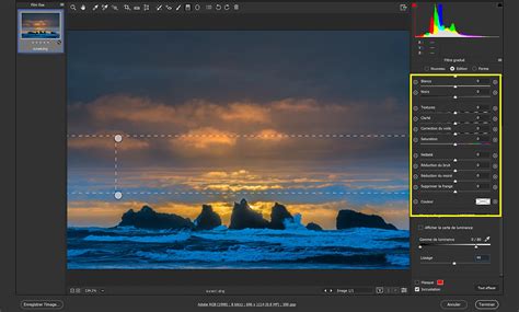 Visualisation de la carte de luminance pour ajuster un masque