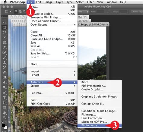 Capture d'écran de la boîte de dialogue Photomerge dans Photoshop, montrant les différentes options de mise en page.