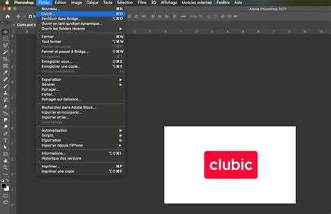 Icône pour ouvrir un document dans Photoshop