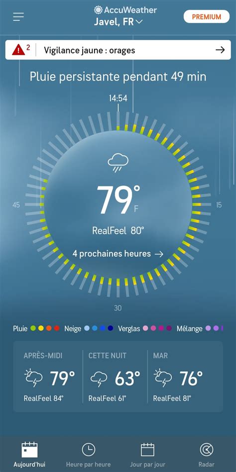 Capture d'écran d'une application météo montrant des prévisions de ciel dégagé.