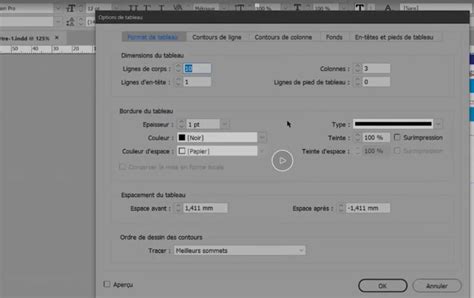 Capture d'écran des options d'alignement vertical dans InDesign.