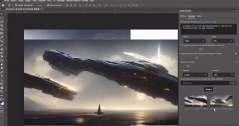Illustration conceptuelle montrant Photoshop avec une interface de plugin Stable Diffusion intégrée, symbolisant la synergie entre l'édition traditionnelle et la génération d'images par IA.