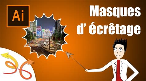 Schéma expliquant le principe d'un masque d'écrêtage dans Illustrator, montrant une forme supérieure délimitant la partie visible d'une image ou d'un texte situé en dessous.