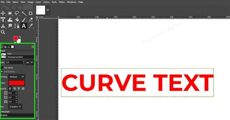 Interface de GIMP montrant l'outil Texte et la boîte de dialogue