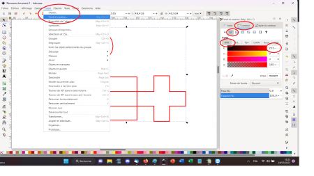 Interface de Inkscape avec la fenêtre Fond et contour ouverte