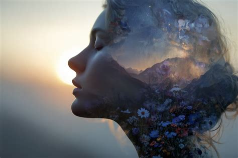 Exemple de double exposition réussie avec des éléments contrastés