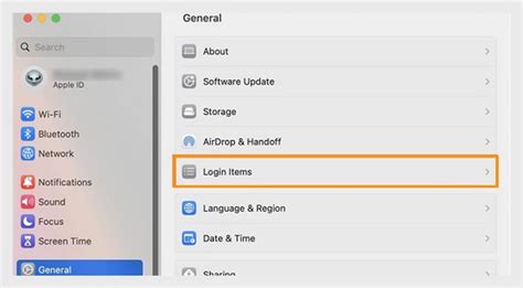 Paramètres système macOS avec l'élément de connexion Adobe Creative Cloud