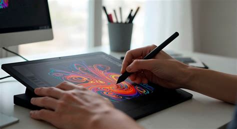 Illustration d'un artiste utilisant une tablette graphique et un stylet