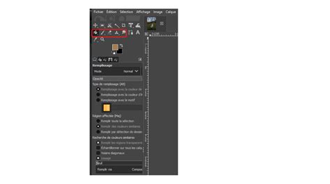 Illustration de l'outil Pinceau dans GIMP avec ses options (taille, dureté)
