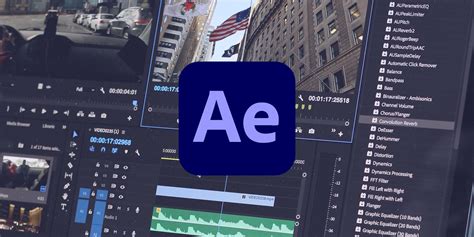Interface principale du logiciel Adobe After Effects avec une composition en cours d'édition