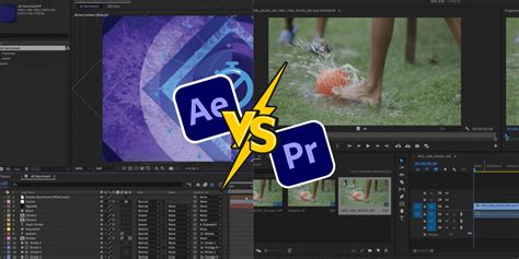 Comparaison visuelle entre les interfaces d'After Effects et Premiere Pro