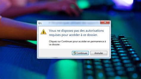 Capture d'écran du message d'erreur d'autorisation d'accès en écriture pour le chemin du cache