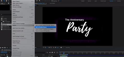 Interface du panneau File d'attente de rendu dans After Effects