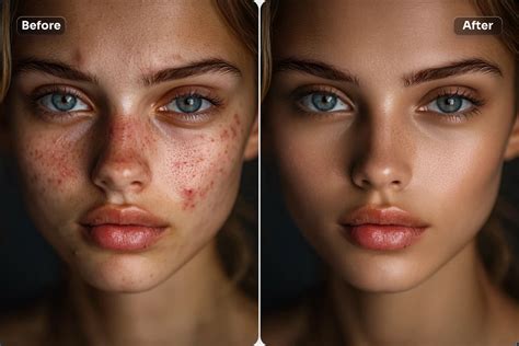 Zoom sur les yeux et la bouche d'un portrait retouché