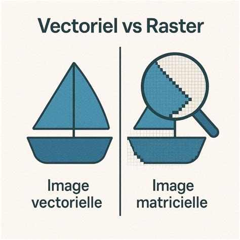 Schéma comparant une image vectorielle et une image matricielle, illustrant la scalabilité de la première.