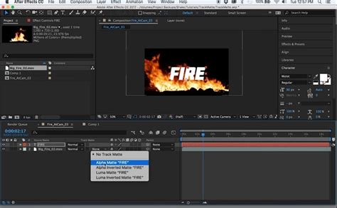 Schéma de l'interface d'After Effects montrant l'outil texte et le panneau des animations prédéfinies.