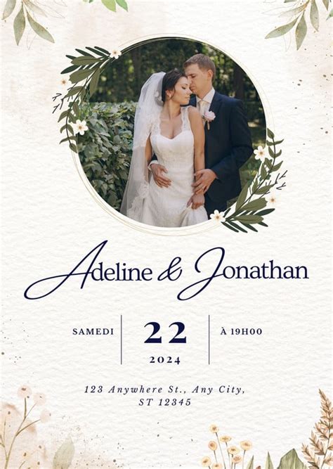 Invitation de mariage créée dans Canva