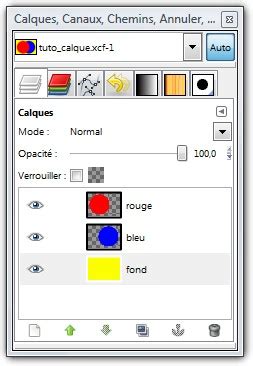 Boîte de dialogue des calques dans GIMP avec des noms de calques clairs et explicites