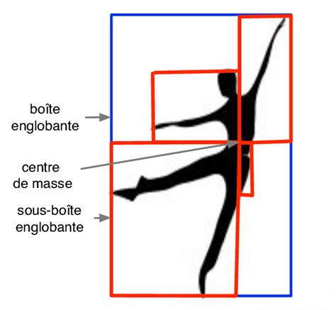 Schéma comparant la boîte englobante visuelle et la boîte englobante géométrique avec un exemple de contour.