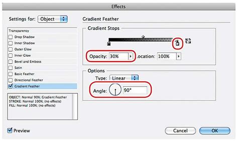 Exemples visuels des différents effets de transparence dans InDesign : ombre portée, lueur externe, biseau et estampage.