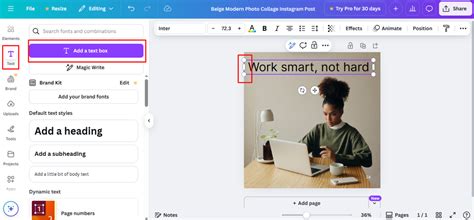 Illustration montrant comment ajuster une zone de texte dans Canva