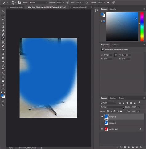 Capture d'écran montrant la sélection de la couleur de premier plan dans Photoshop.