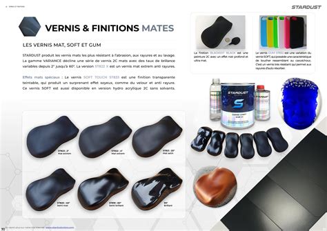 Illustration d'une variété de produits en plastique avec différentes finitions de surface (brillant, mat, translucide).