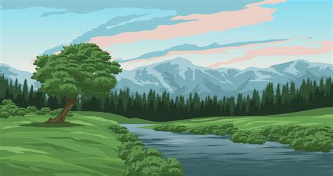 Illustration de paysage naturel créé avec Forest Pack